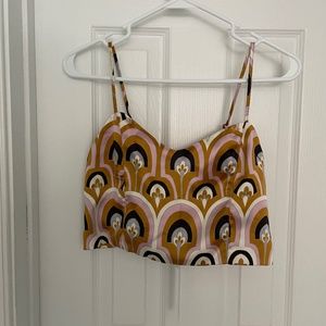 House of Harlow Black Satin Crop Top